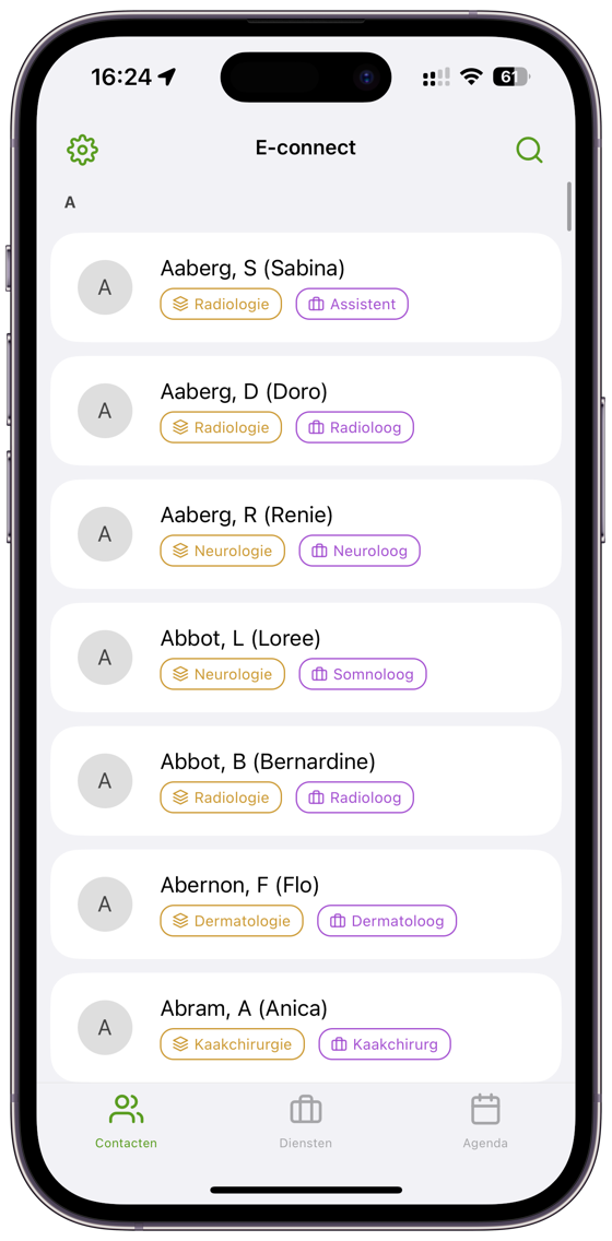 Effecta Connect Contacts op de telefoon