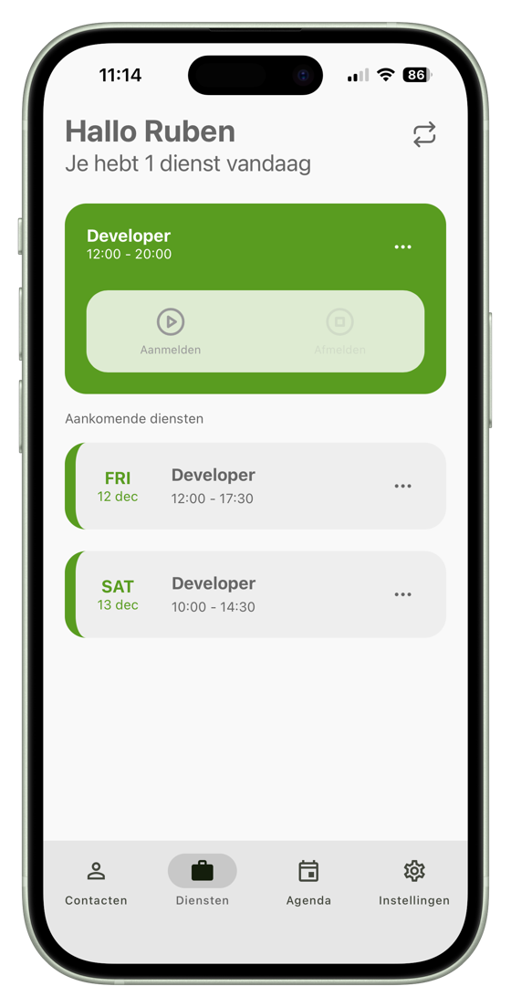 Effecta Connect Shifts op de telefoon